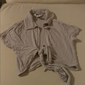 ASOS Light Gray Button-Down Tie-Front Shirt